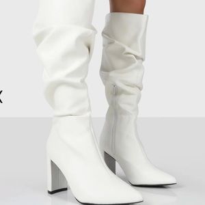 Public Desire Mine Knee Hight Boots In white